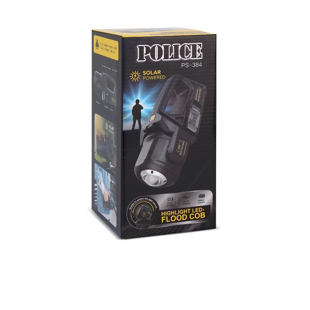 Ps 384 Police PS-384 Güneş Enerjili Şarjlı Spot Fener | El Feneri
