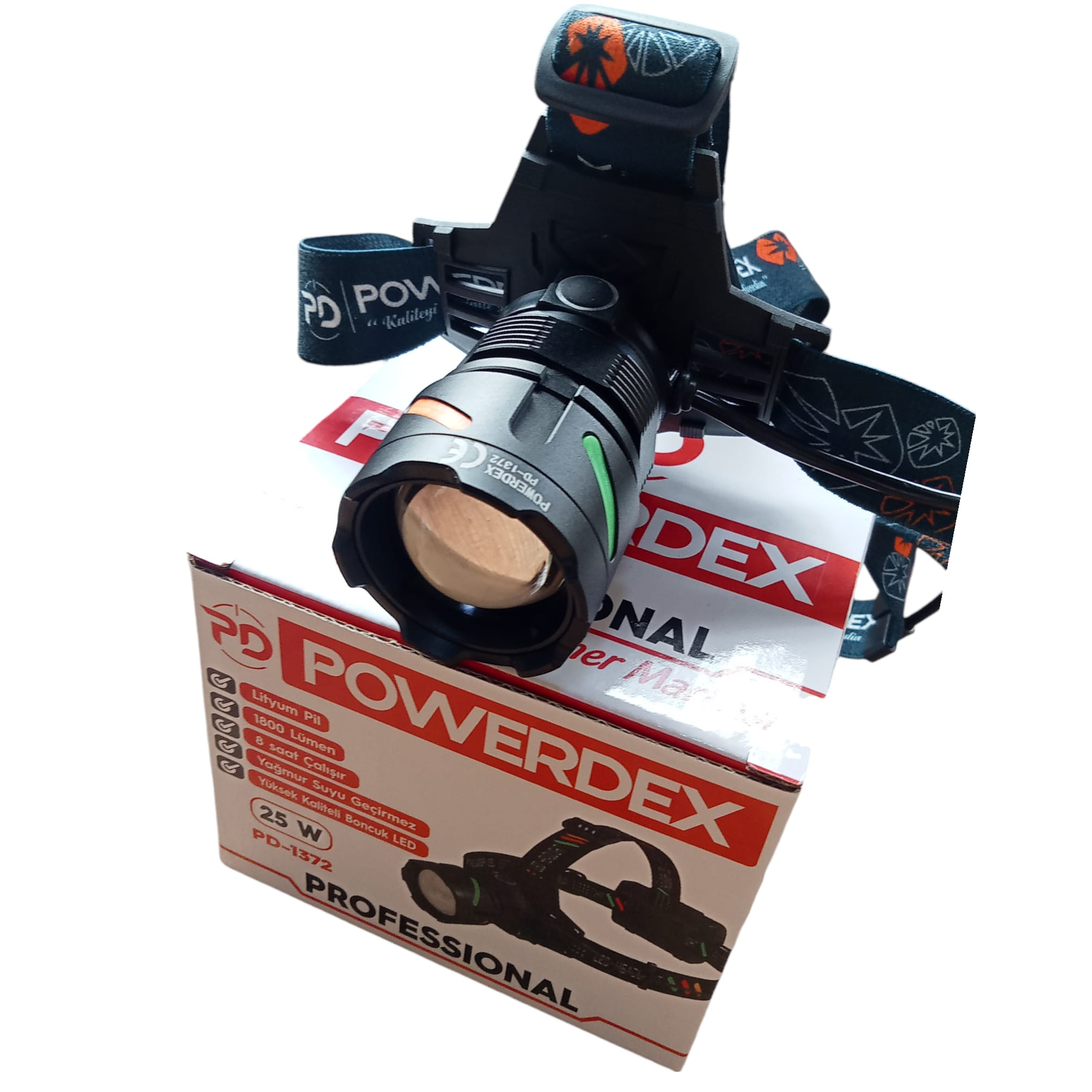 Powerdex PD-1372 1800 Lümen Şarjlı Kafa Lambası - Zoom Özellikli