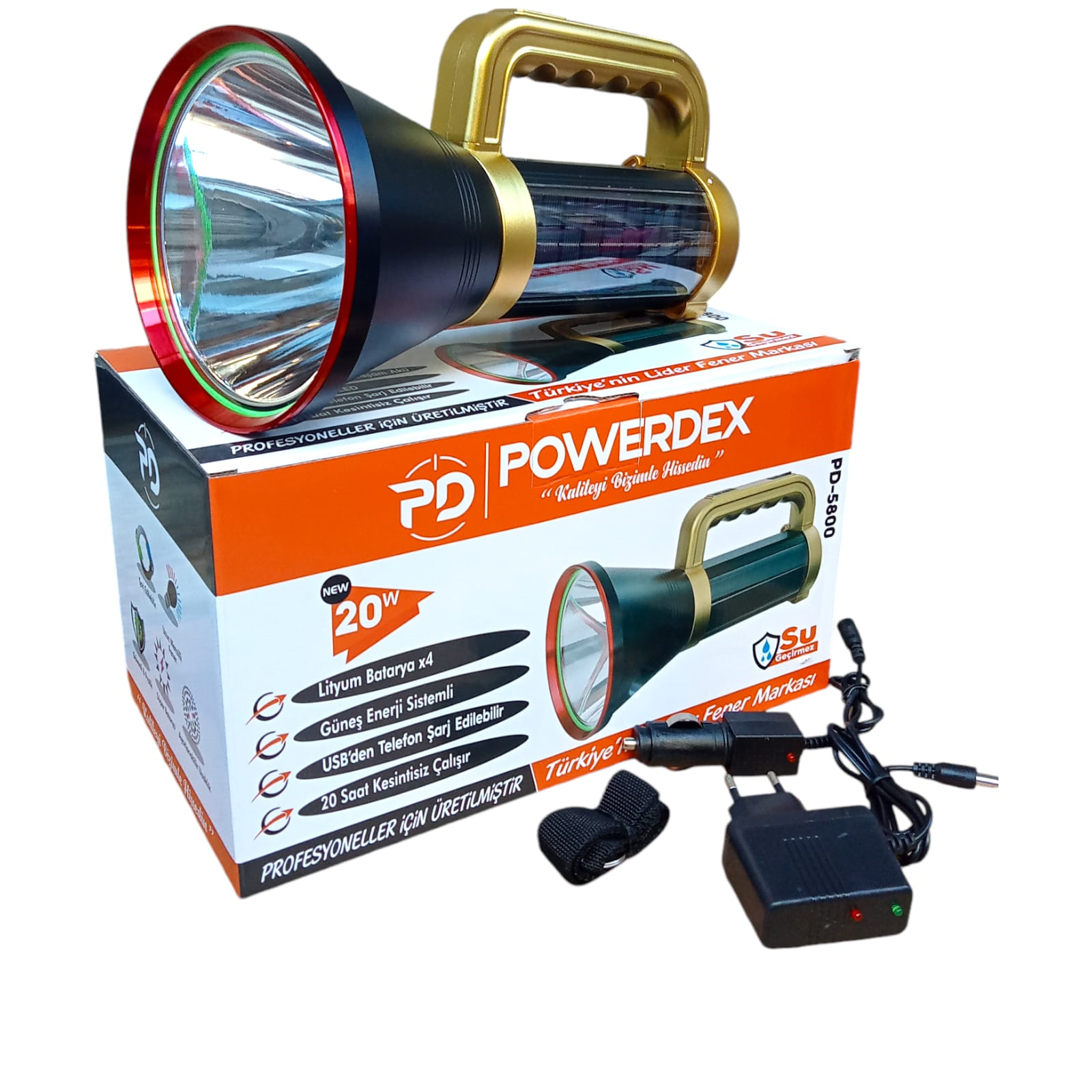 Powerdex PD-5800 | 20W Güneş Enerjili Şarjlı Fener