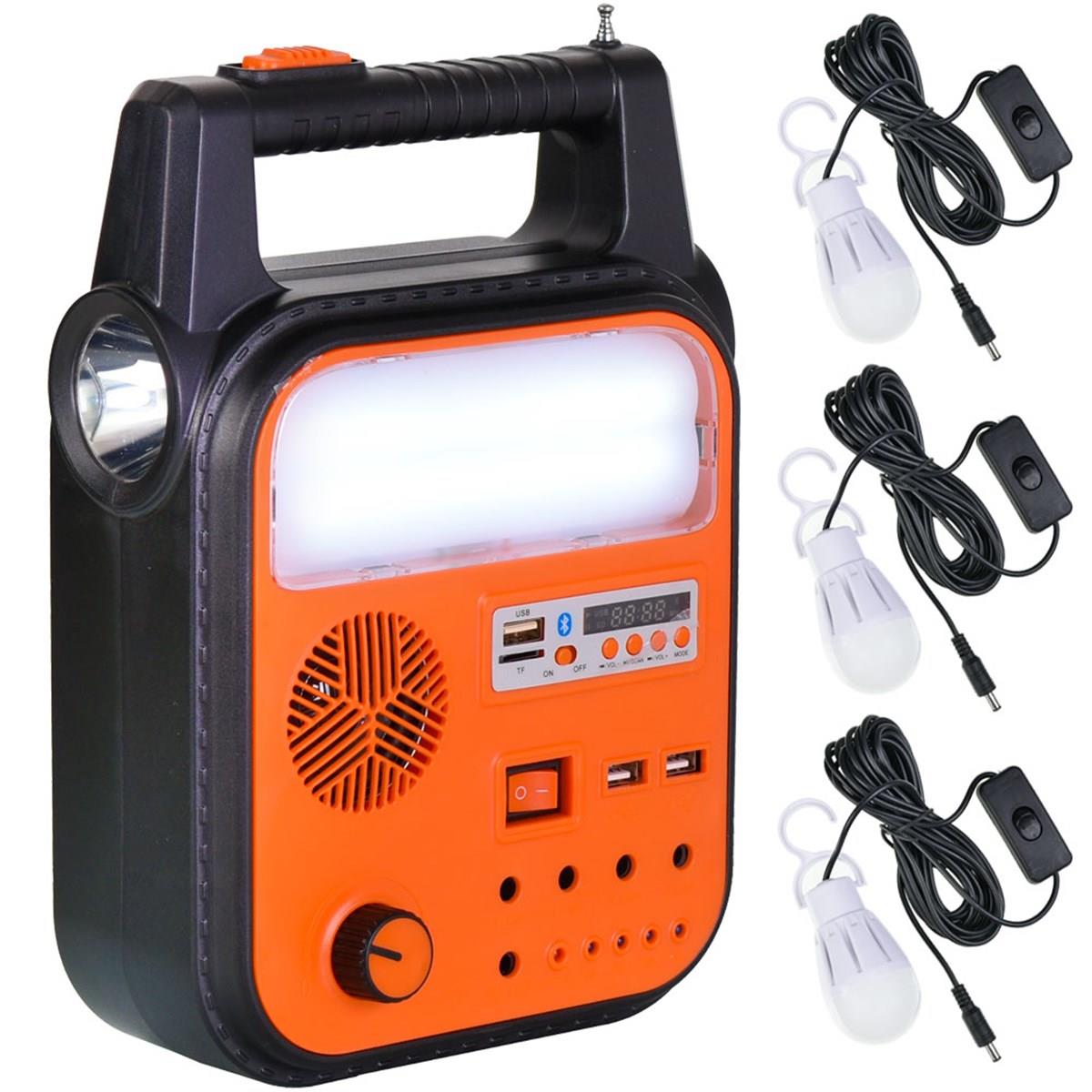 Powerdex PD-6500 FM USB Bluetooth'lu Güneş Enerji Solar Aydınlatma Sistemi