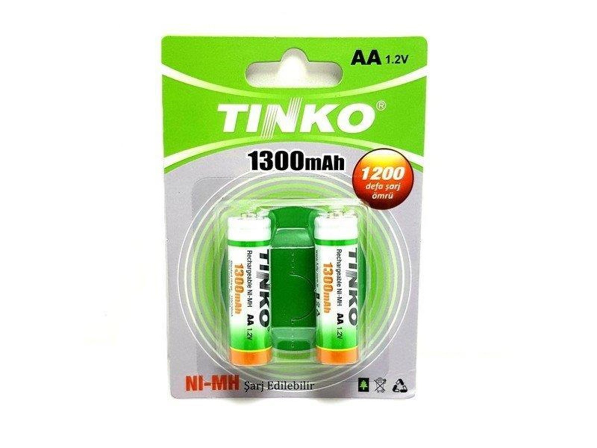 Tinko 1.2V AA Şarjli 1300Mah 2'Li Blister Paket Kalem Pil