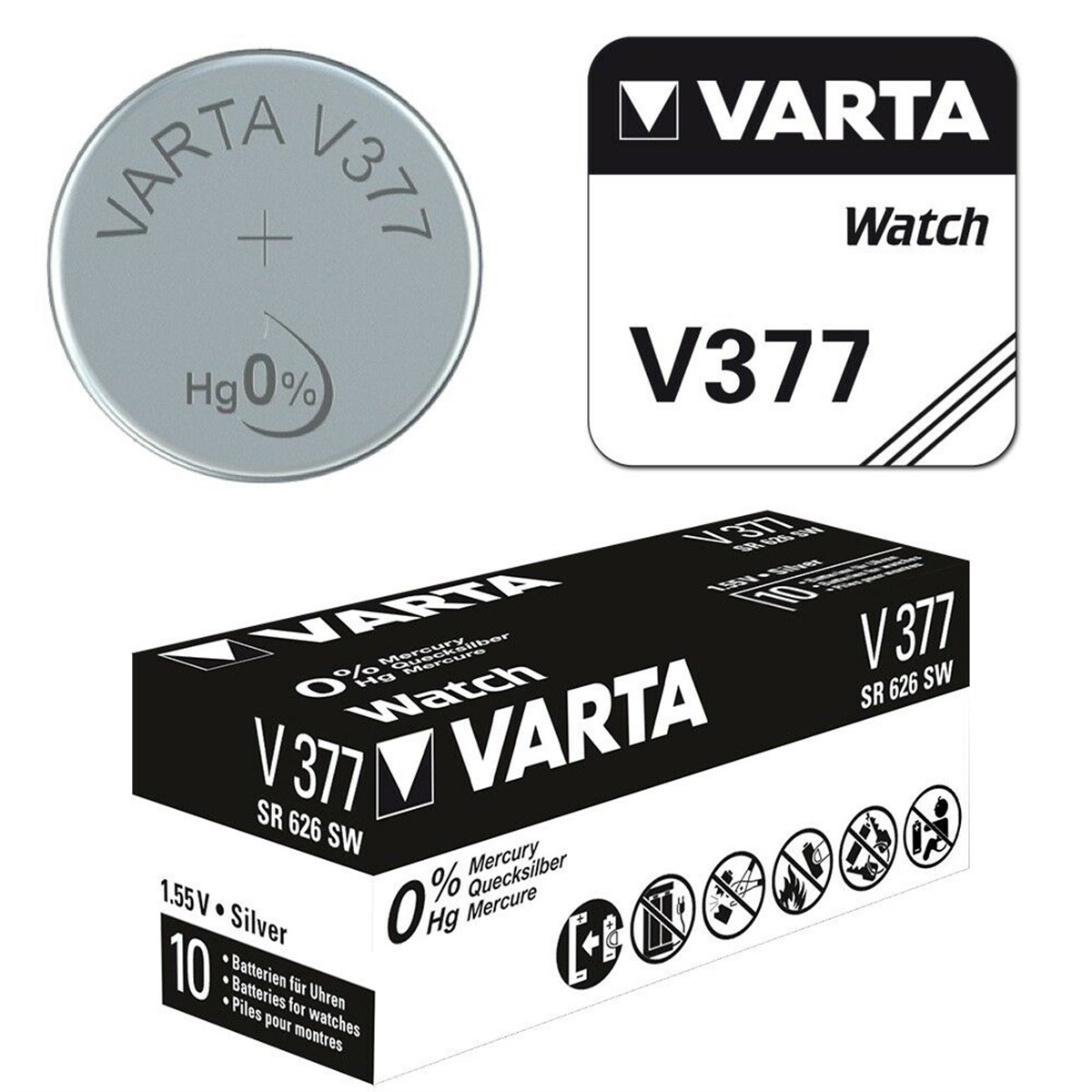 Varta AG4 - 377 - SR626SW Hafıza Saat Pili 10 Adet - 45,00 TL