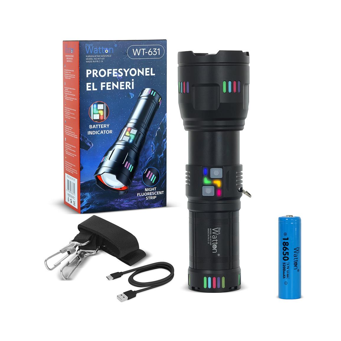 WATTON WT-631 Lazer Etkili Profesyonel El Feneri 30000 Lümen