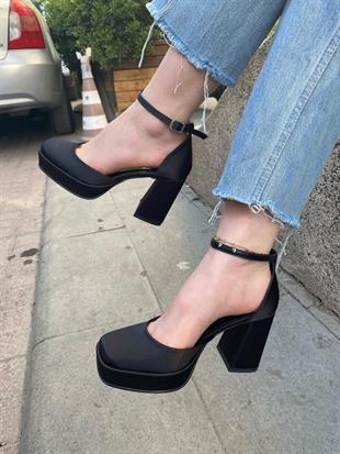 430K-siyah renk kadın platform ayakkabı