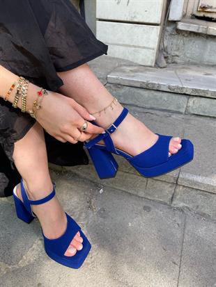 550-saks mavisi kadın platform ayakkabı