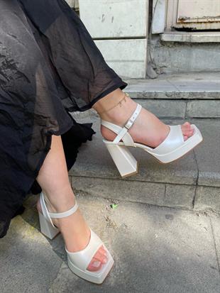550-sedef beyaz kadın platform ayakkabı