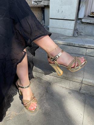 576-dore taşlı platform kadın abiye ayakkabı