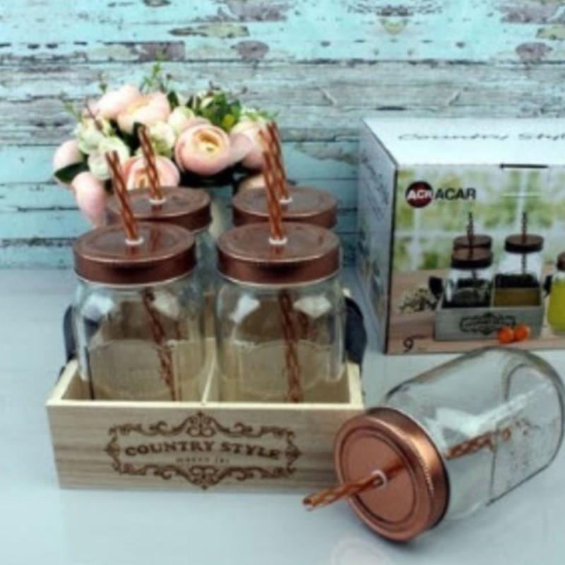 ACAR STANDLI 4 LÜ LİMONATA KAVANOZ BARDAK