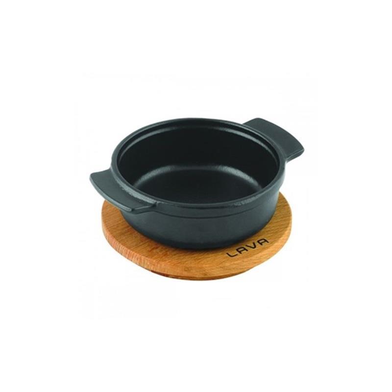 GÜVEÇ KABI VE AHŞAP ALTLIK. ÇAP(Ø)11CM.