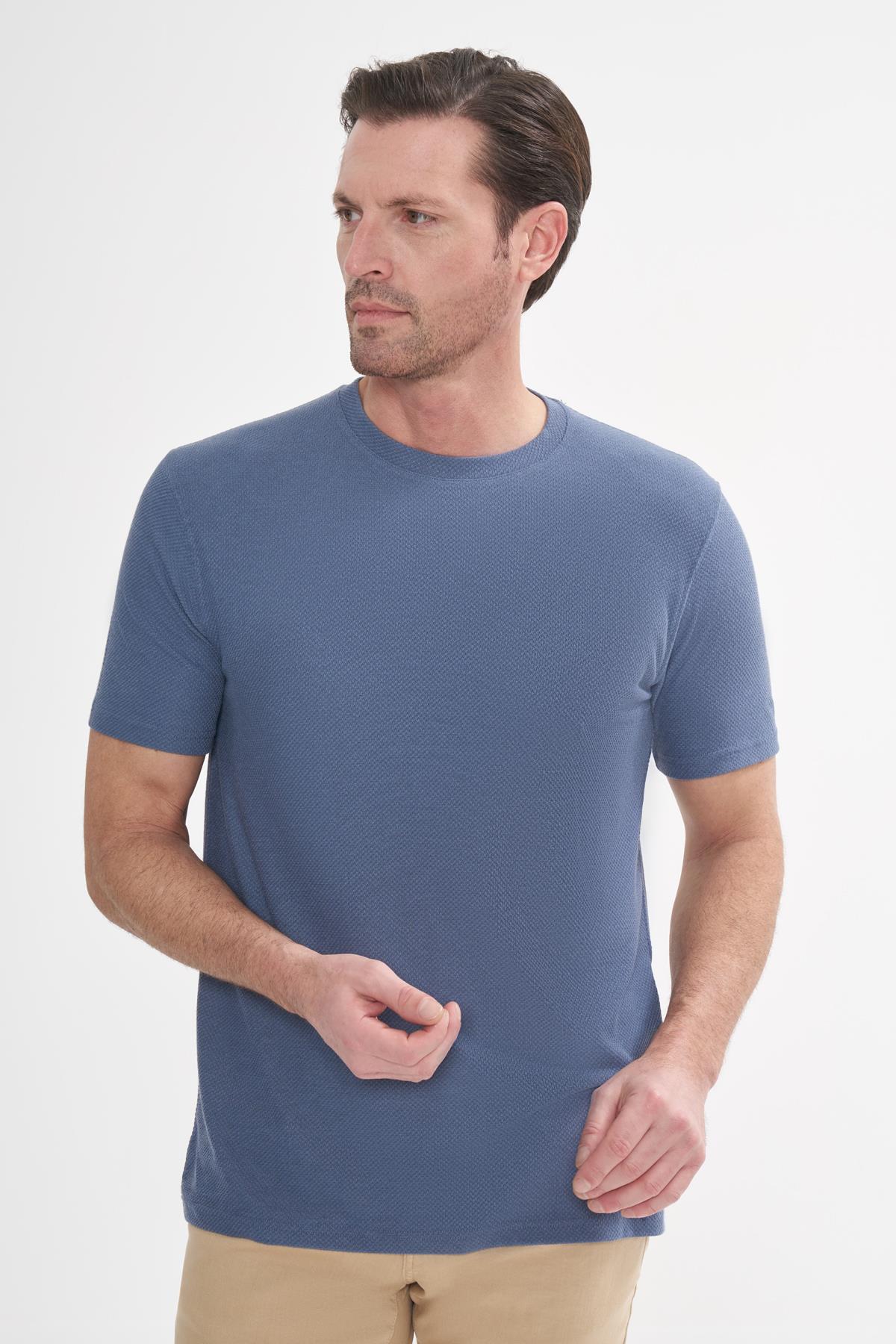 intersivinİntersivin Bisiklet Yaka İndigo Tshirt - BRŞ-04