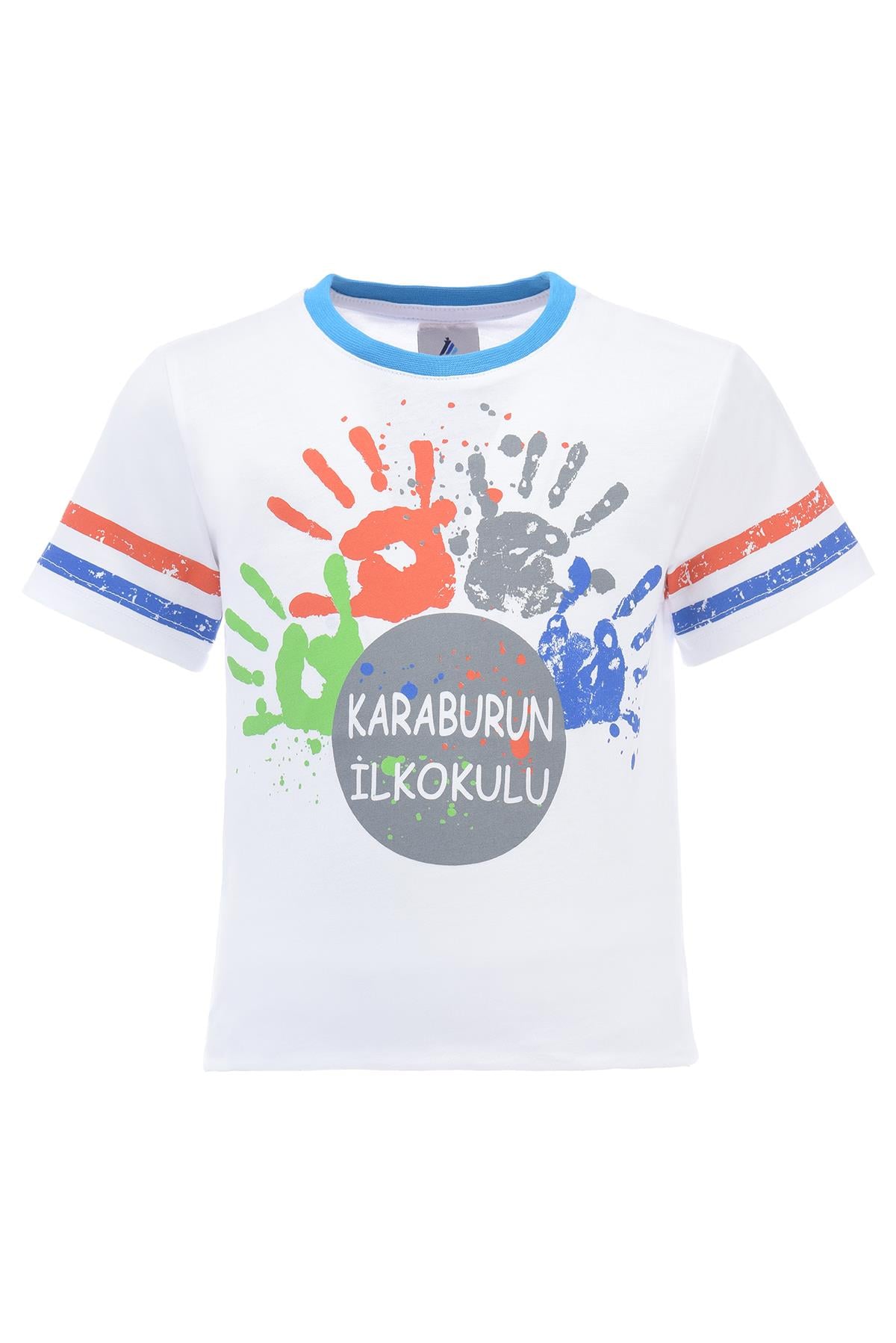 intersivinKaraburun İlkokulu Bisiklet Yaka Beyaz Okul Tişörtü (Kız-Erkek )