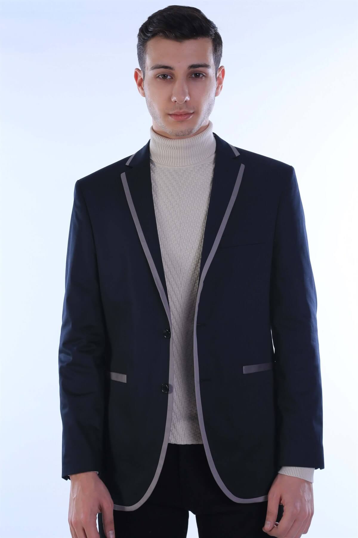 İntersivin Pamuklu Blazer Erkek Siyah Tek Ceket · 2