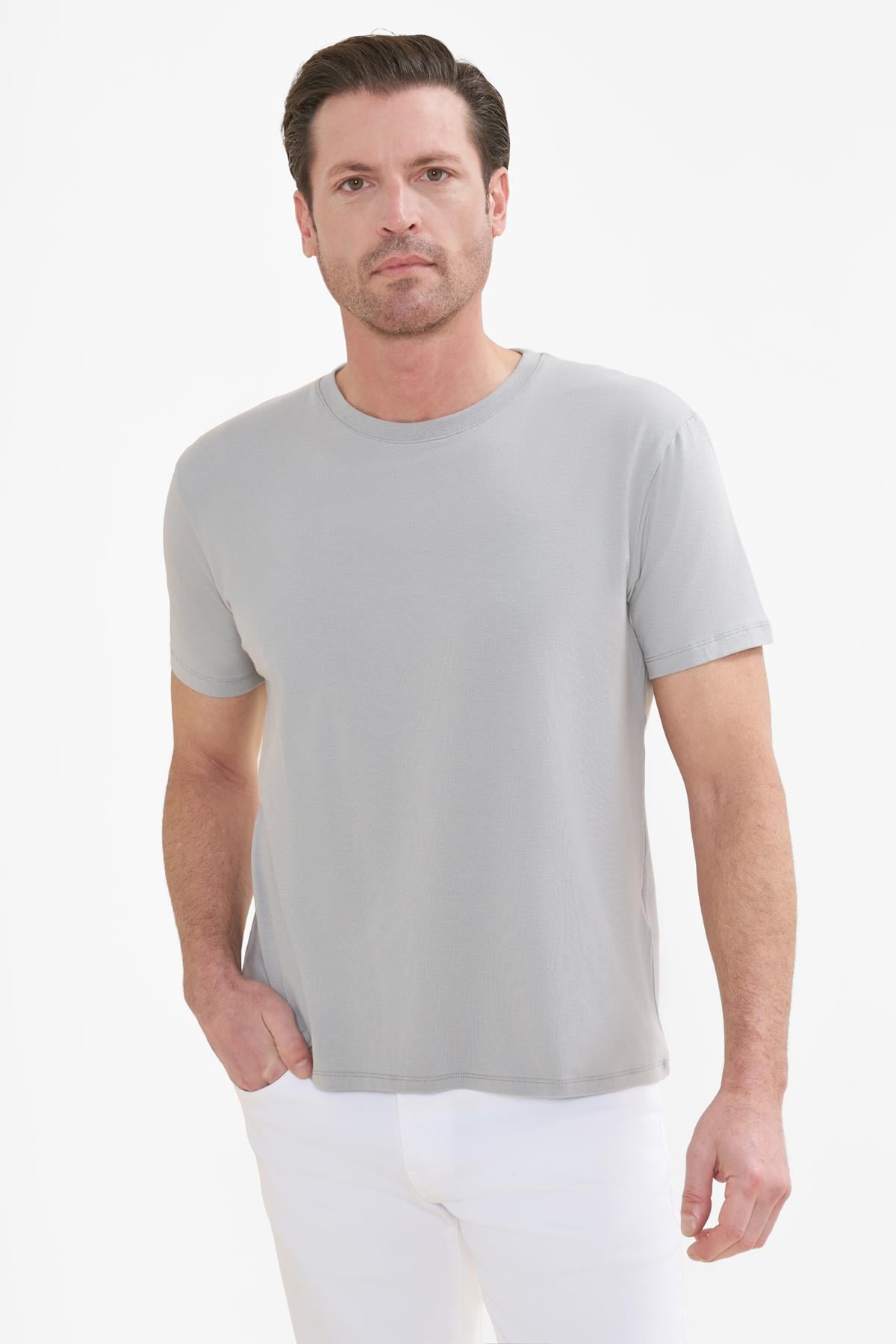 intersivinİntersivin Bisiklet Yaka Gri Tshirt - T13