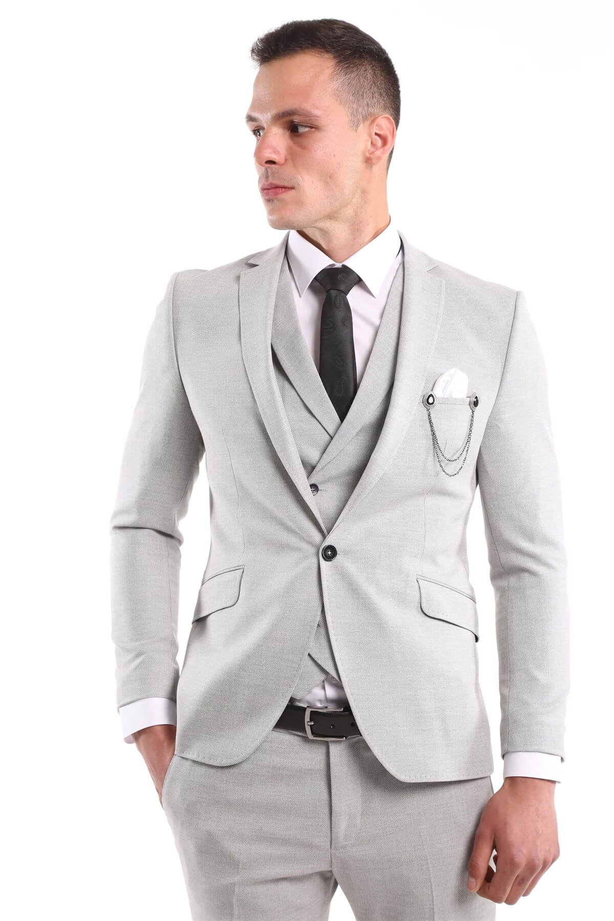 intersivinİntersivin Erkek Gri 6 Drop Slim Fit Takım Elbise