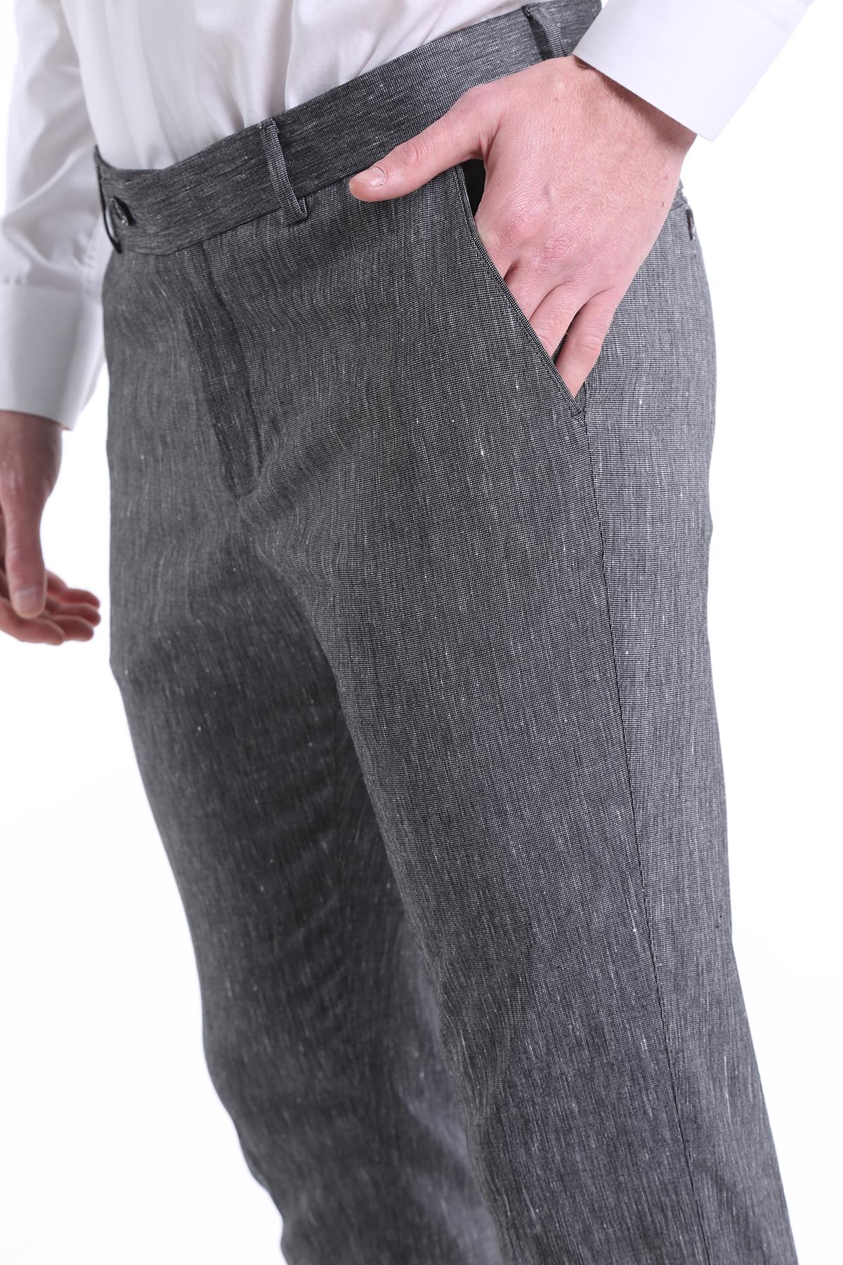 İntersivin Erkek Slim Fit Likralı Keten Kumaş Pantolon