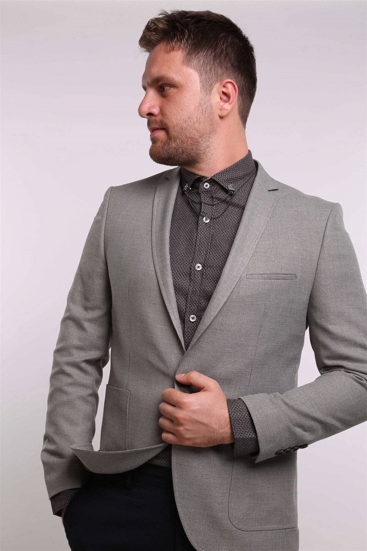 İntersivin Slim  Fit Toprak Blazer Erkek Tek Ceket · 3
