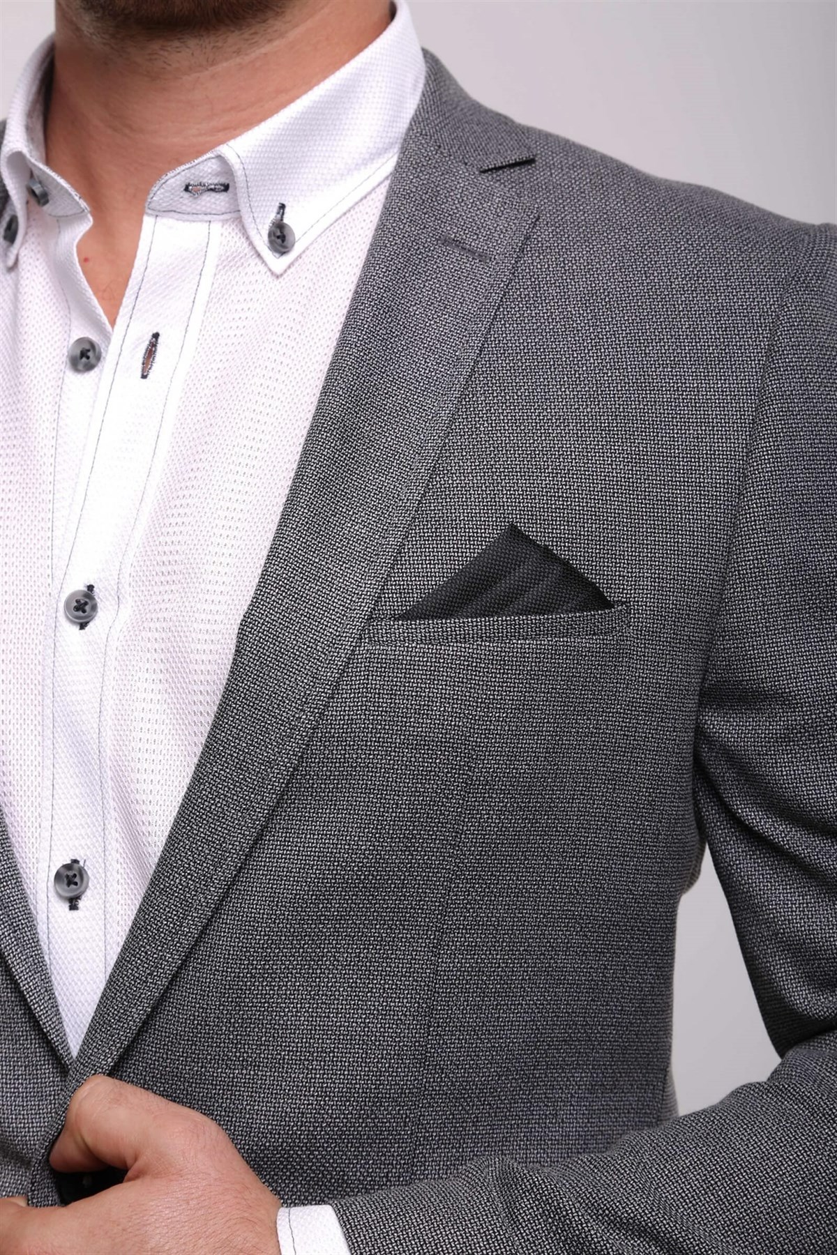 İntersivin Slim Fit Füme Blazer Erkek Tek Ceket · 3