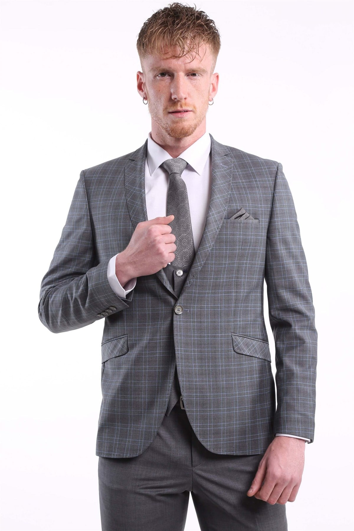 intersivinİntersivin Slim Fit Yelekli 6 Drop Füme Takım Elbise