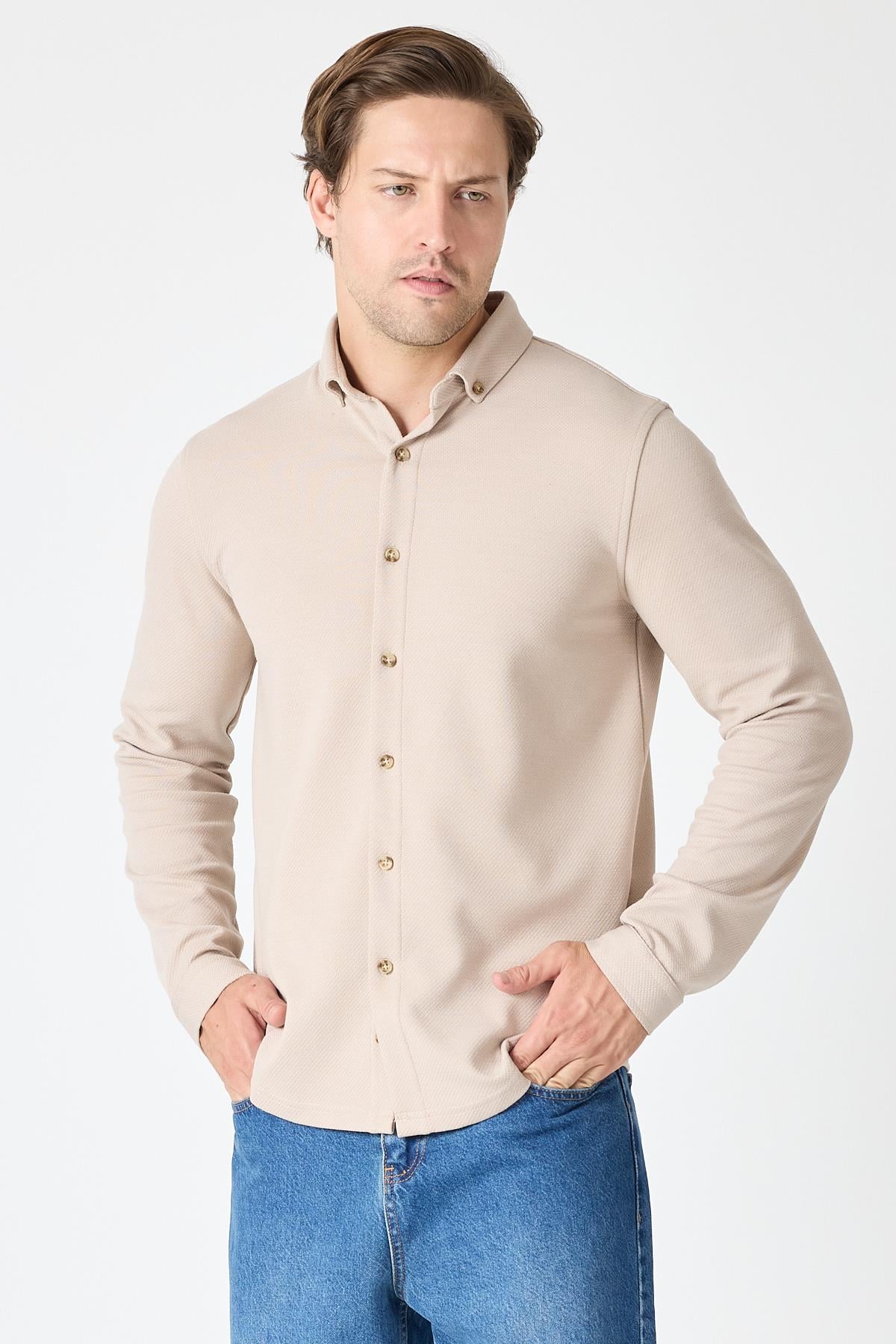 intersivinSlim Fit Basic Likralı Gömlek