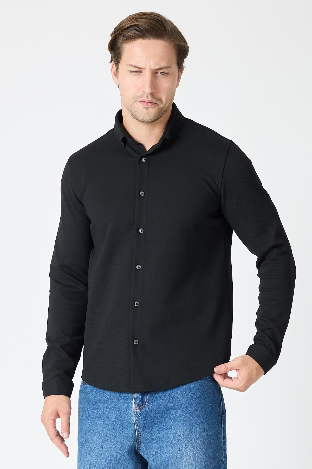 intersivinSlim Fit Basic Likralı Gömlek