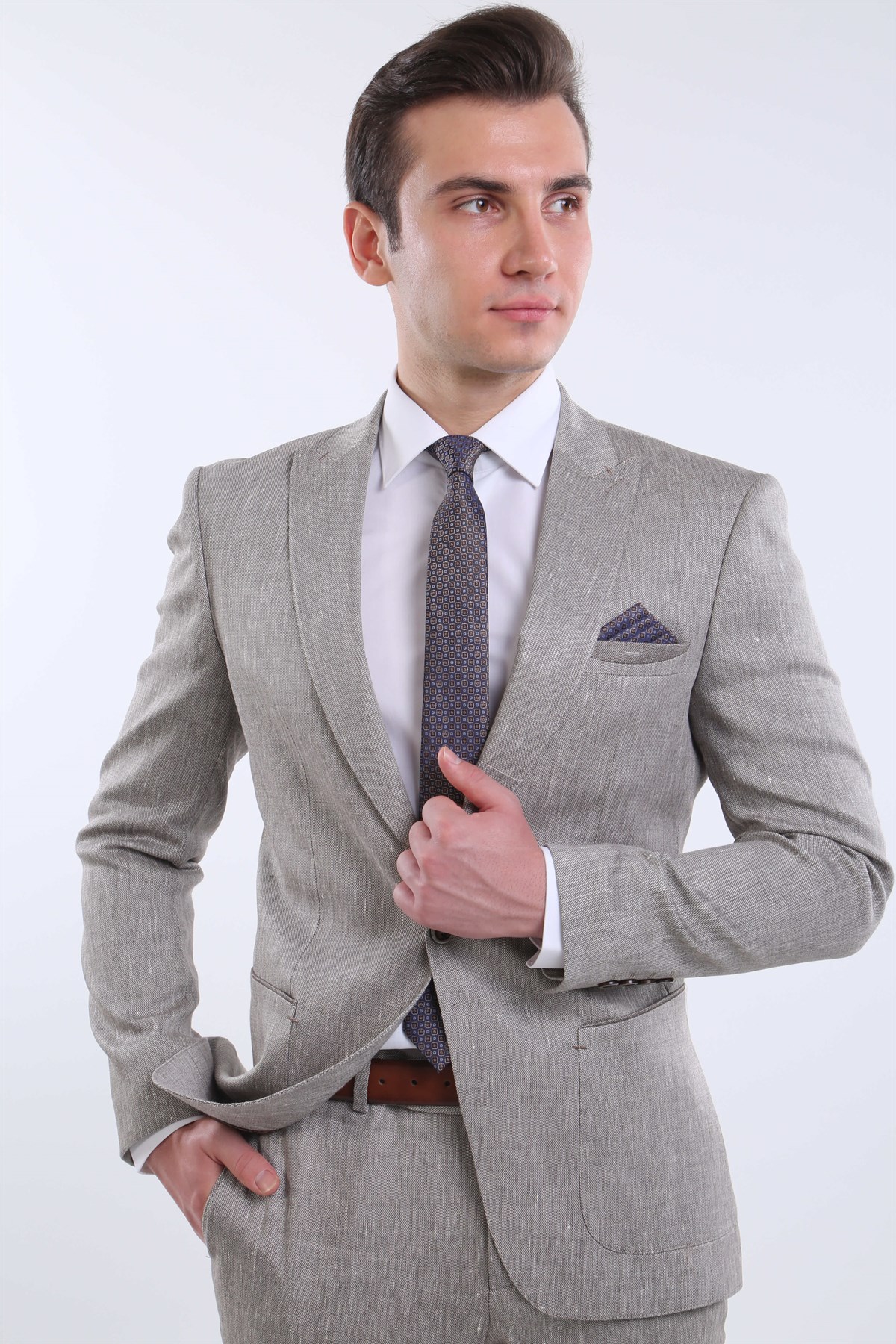 İntersivin 6 Drop  Slim Fit Toprak Erkek  Takım Elbise