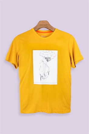 Basic Sarı Erkek T-Shirt Body