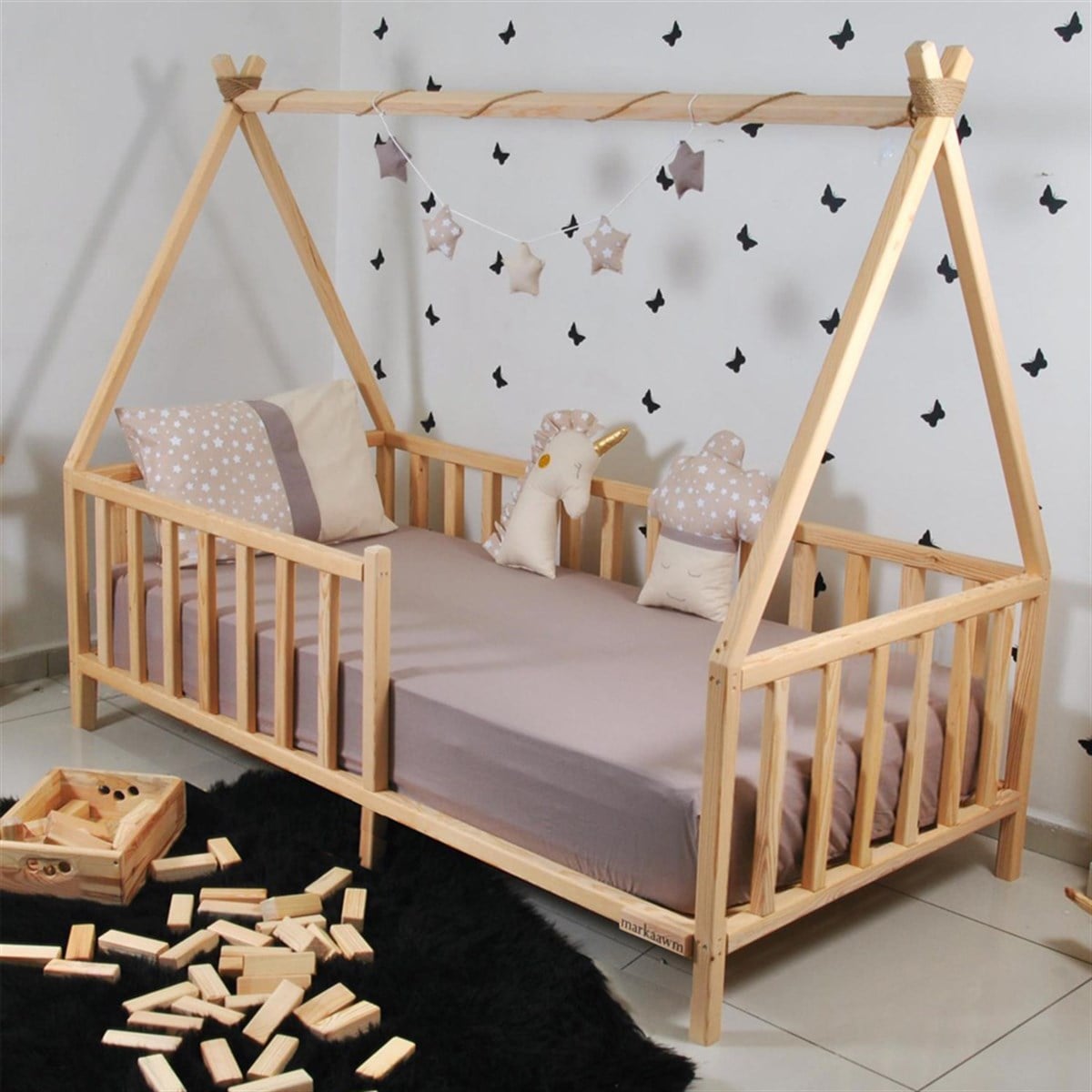 Derya Montessori Yatak Ahşap Karyola Modelleri | MarkaawmMontessori Yatak Çadır Derya