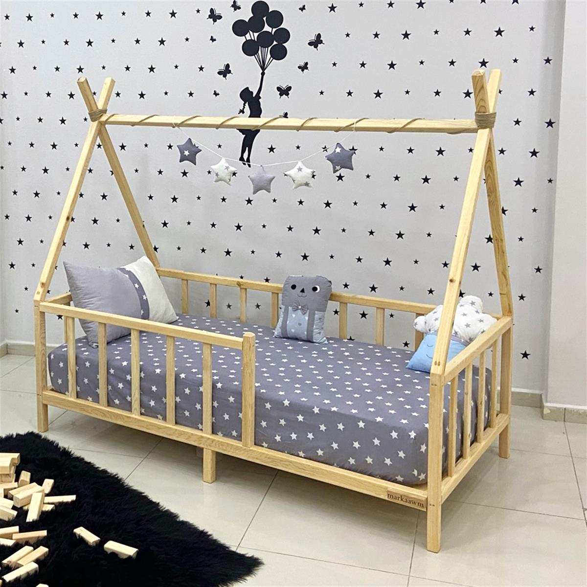 Montessori Yatak Doğal Ahşap Çam Karyola - MarkaawmKızılderili Montessori Yatak