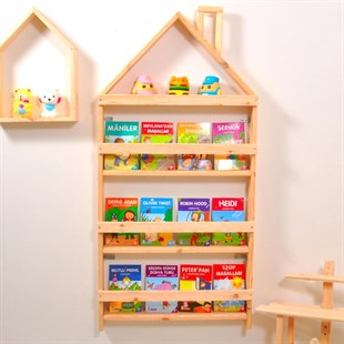 Çocuk Odası Eğitici Montessori Kitaplık Mobilya Raf Duvar Rafı 4lü