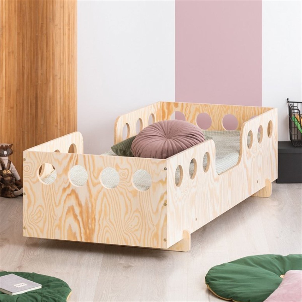 Flower Montessori Yatak Masif Doğal Çam Karyola - MarkaawmFlower Montessori Yatak