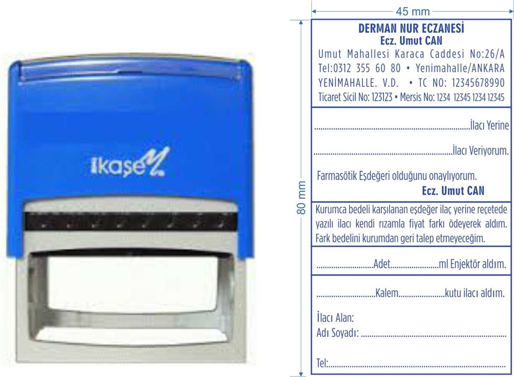 Kaşem 8045 Kişiye Özel Eczane Kaşesi