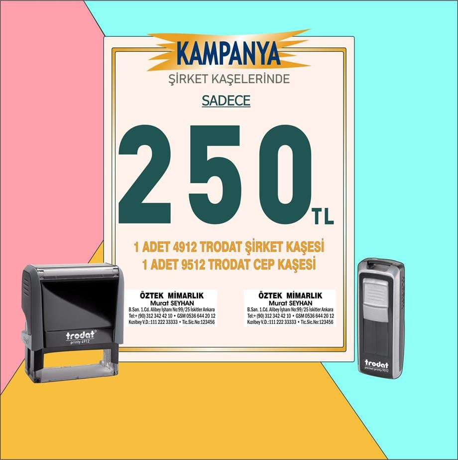 Şirket Paketi 1 Adet 4912 Trodat Şirket Kaşesi Ve 1 Adet 9512 Trodat Cep Kaşesi