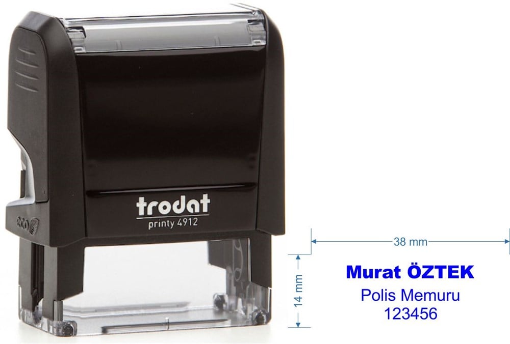 Trodat 4911 Kişiye Özel İsim, Makam Ve Ünvan Kaşesi Baskı Alanı 38 x 14 mm'dir. 