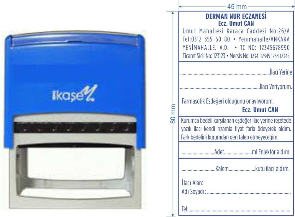 Kaşem 8045 Kişiye Özel Eczane Kaşesi