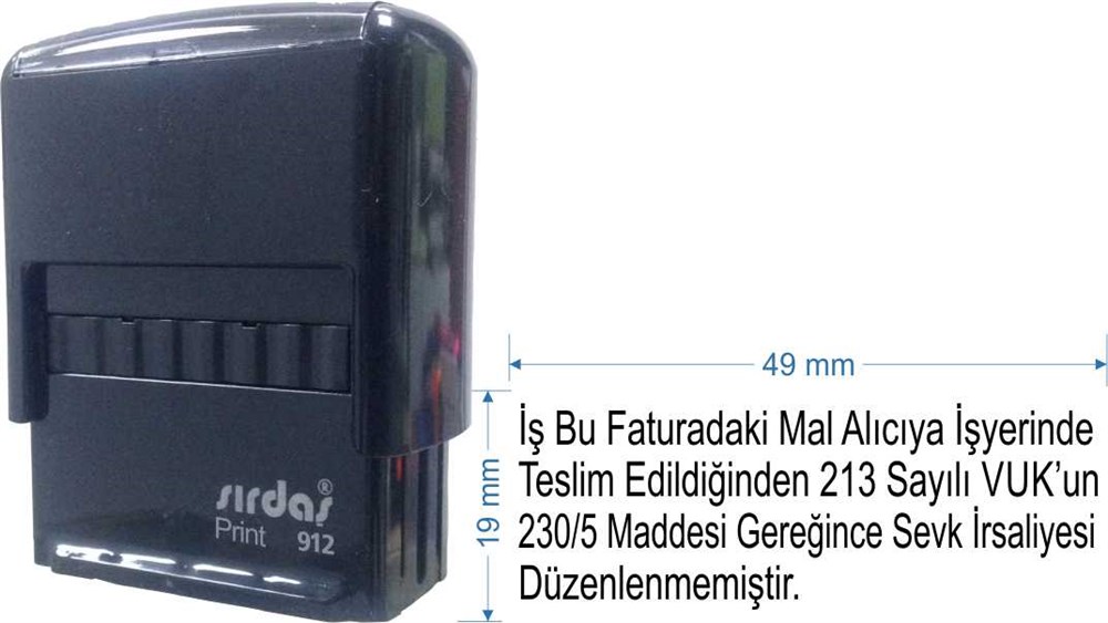 Sırdaş 912 Kaşe 'İş Bu Faturadaki Mal' Yazısı İle