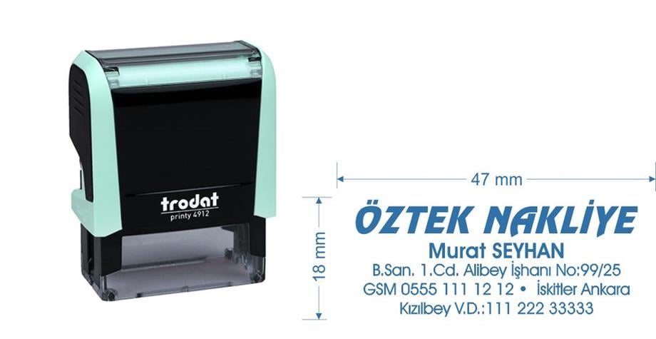 Trodat 4912 Pastel Renkli Kişiye Özel Firma ve Şirket Kaşesi