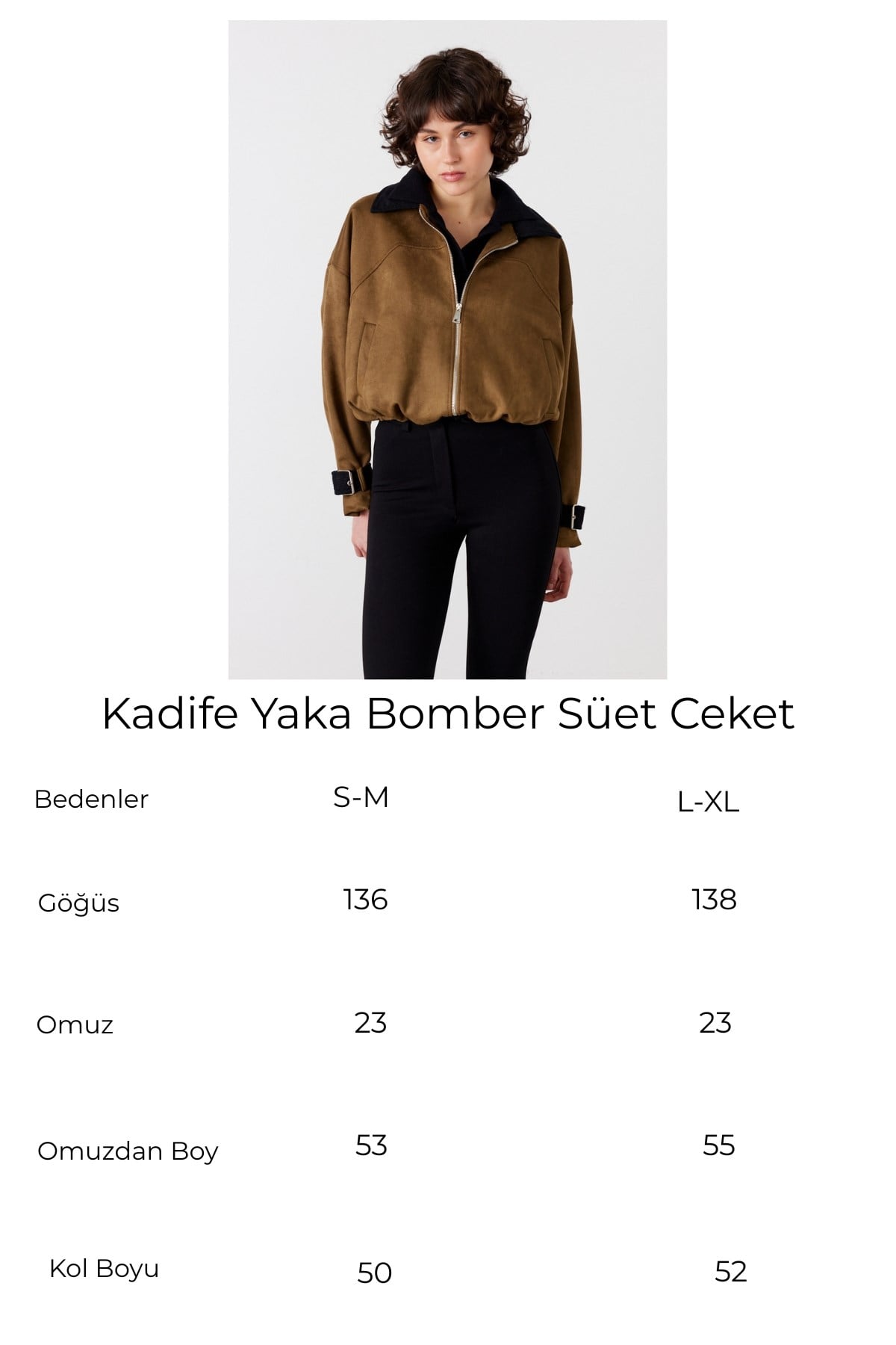 Kadife Yaka Bomber Süet Ceket Haki 8