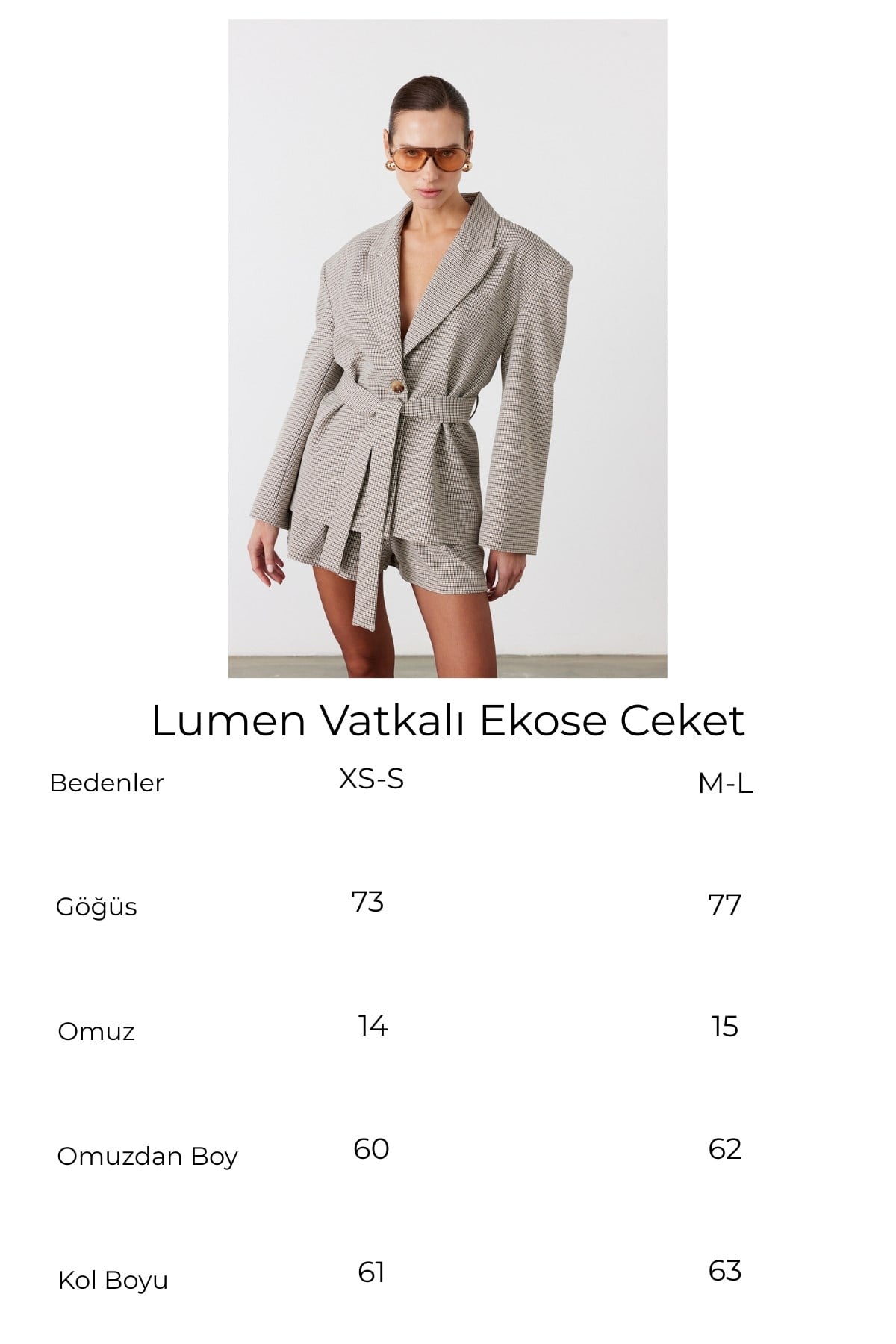 Lumen Vatkalı Ekose Ceket Kahverengi 7