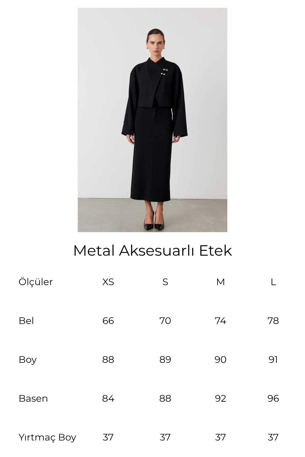 Metal Aksesuarlı Kalem Etek Siyah 5