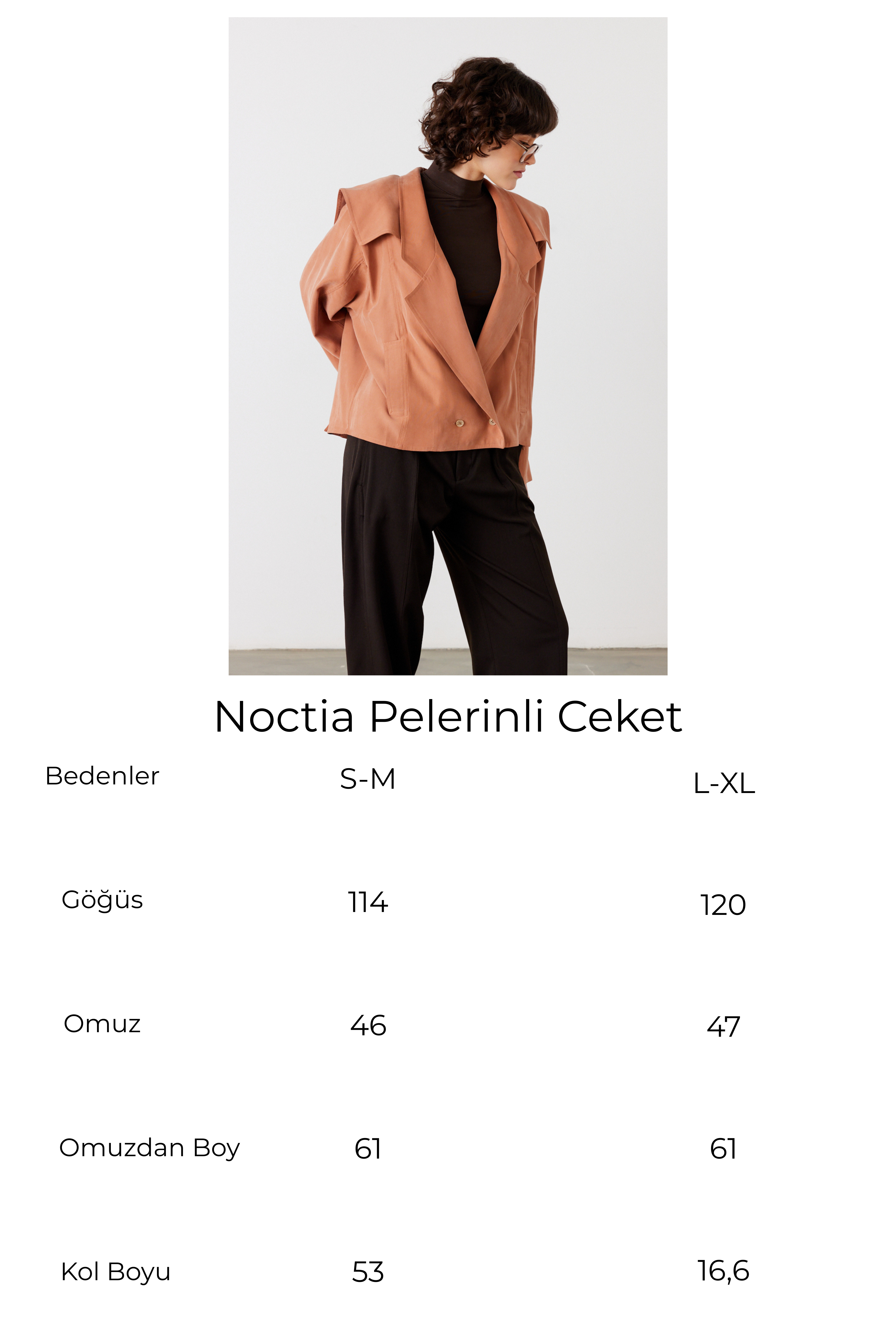 Noctia Pelerinli Ceket Somon 12