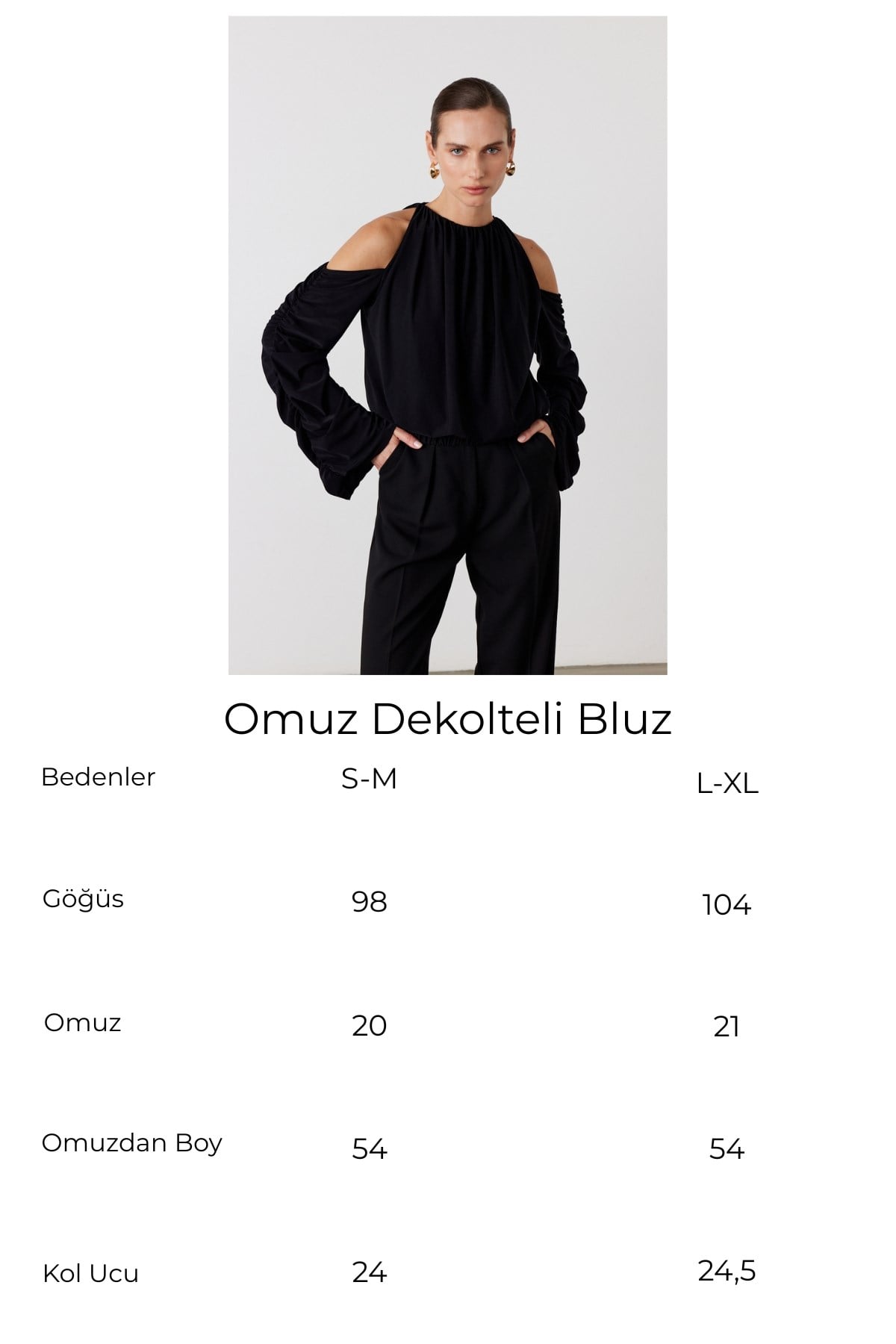 Omuz Dekolteli Bluz Siyah 6