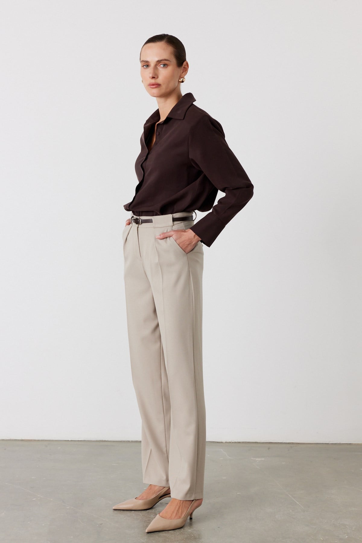 Pensli Straight Fit Pantolon Taş 3