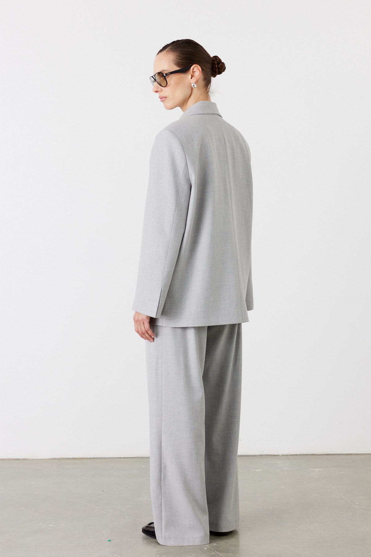 Rufe Kruvaze Oversize Blazer Açık Gri 6