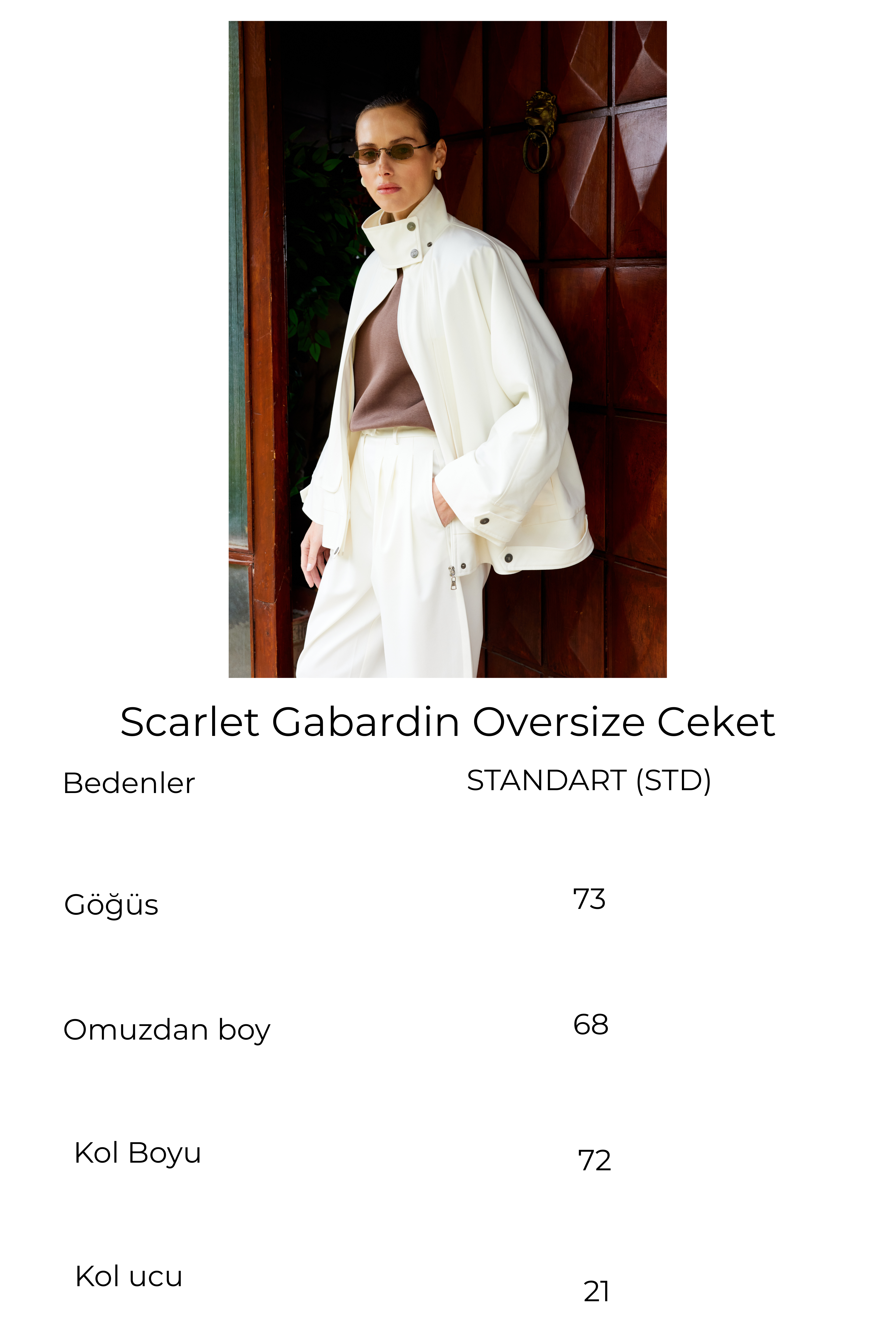 Scarlet Gabardin Oversize Ceket Ekru 7