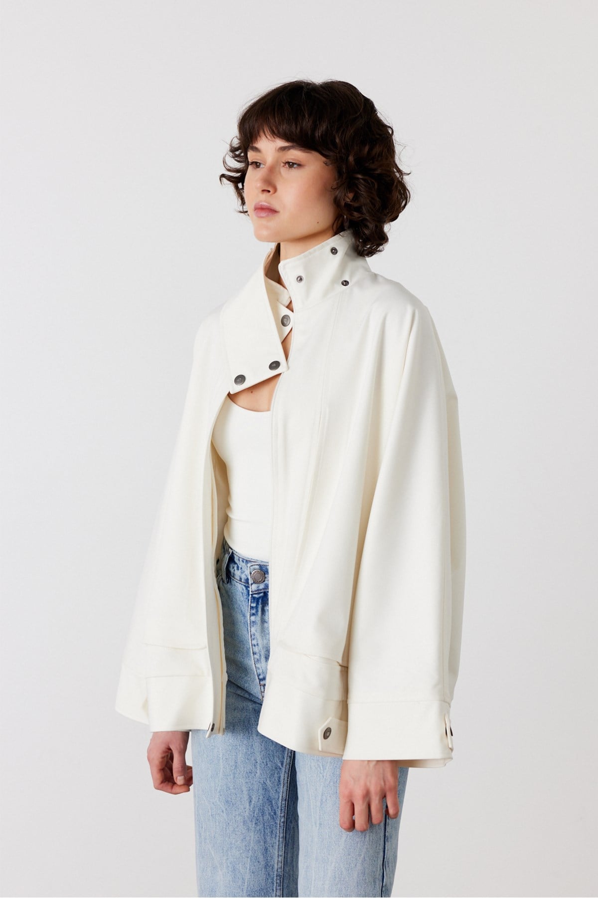 Scarlet Gabardin Oversize Ceket Ekru 2