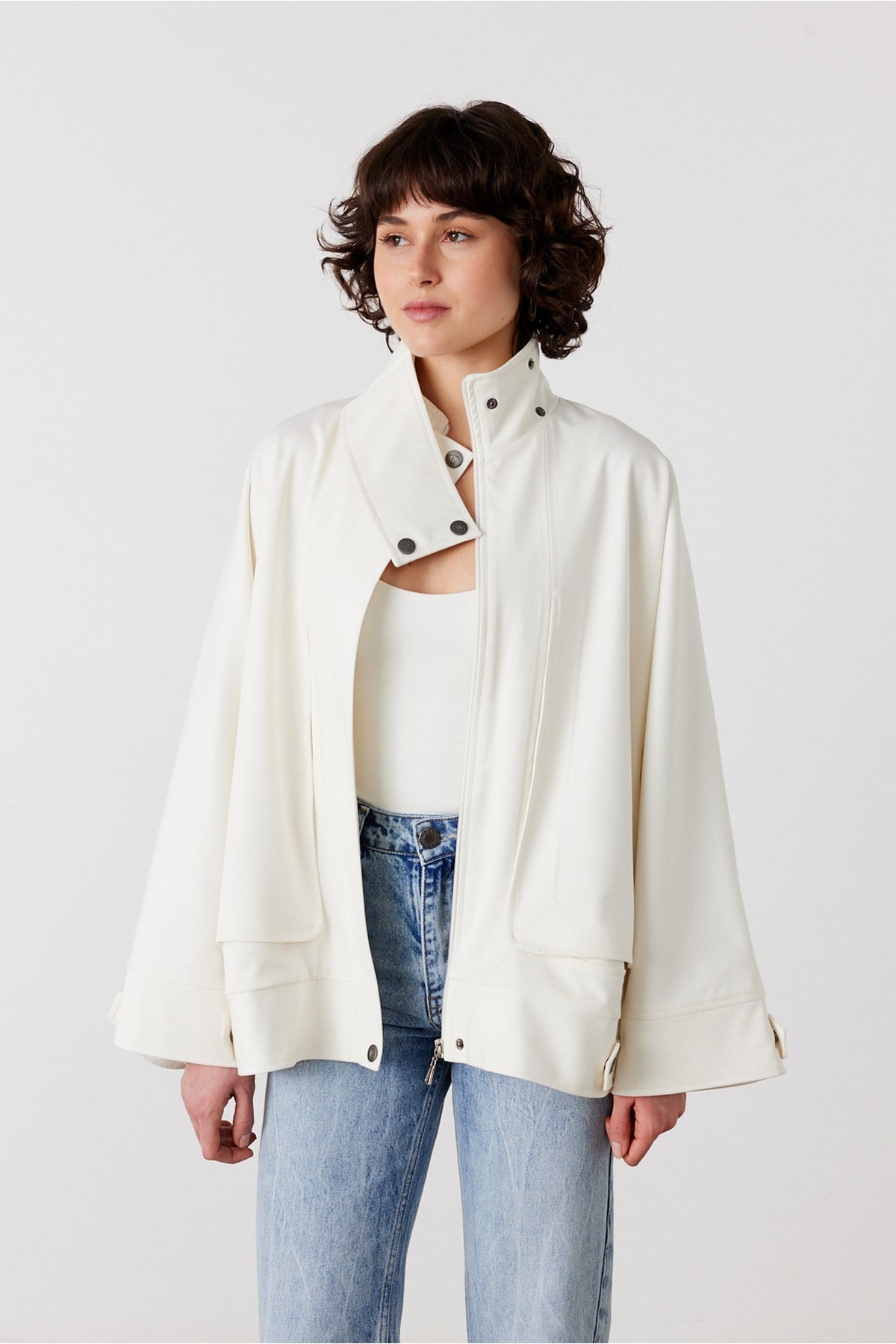 Scarlet Gabardin Oversize Ceket Ekru 3