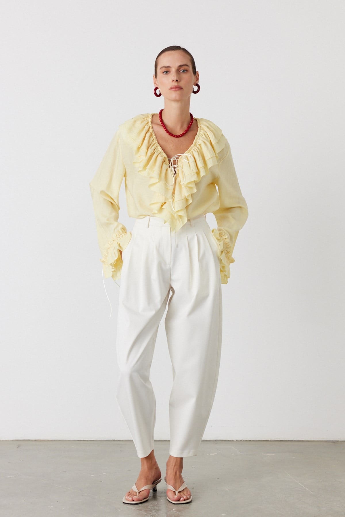 Sculpt Balon Pensli Pantolon Beyaz