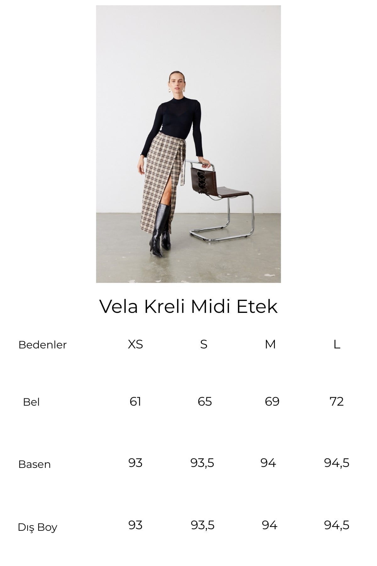 Vela Kareli Midi Etek Bej 7