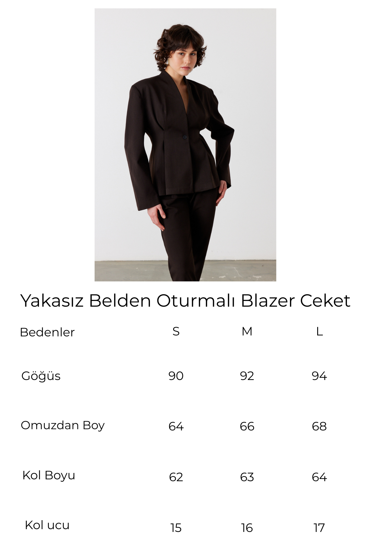 Yakasız Belden Oturtmalı Ceket Acı Kahve 8