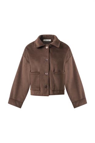 Acı Kahve Cep Detaylı Kısa Kaşe Ceket ACI KAHVE